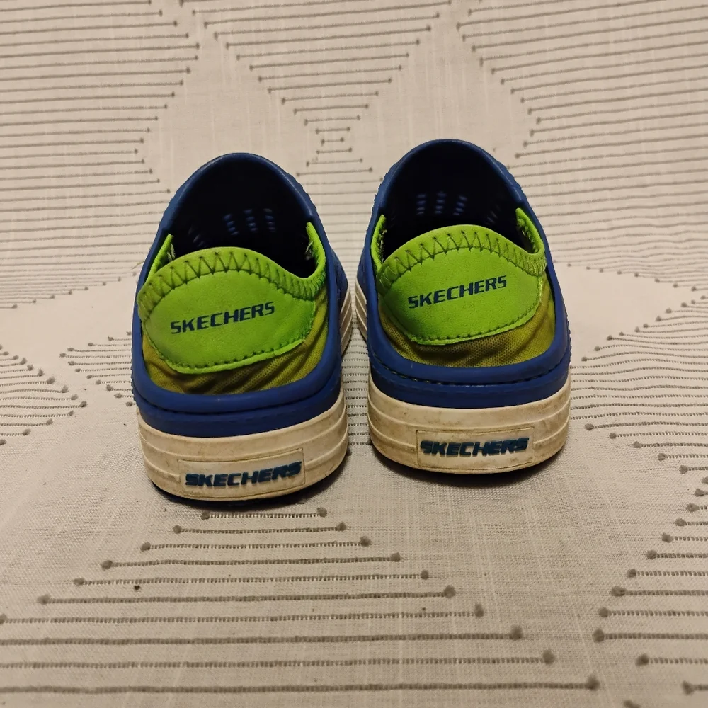 Skechers Kids Blue and Green Slip-On Shoes Foamies Guzman Steps Sneaker Size 12